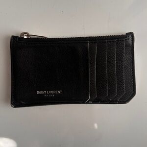 Saint Laurent Black Leather Card Wallet